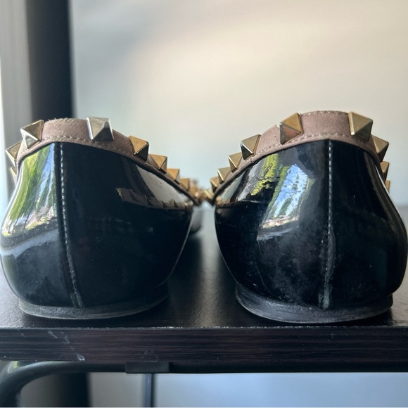 Valentino EU 42 Rockstud Ballerina Flat Pointed Toe Patent Leather Black - Picture 2 of 9